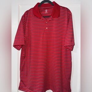 PGA Tour Red and White Striped Polo Shirt